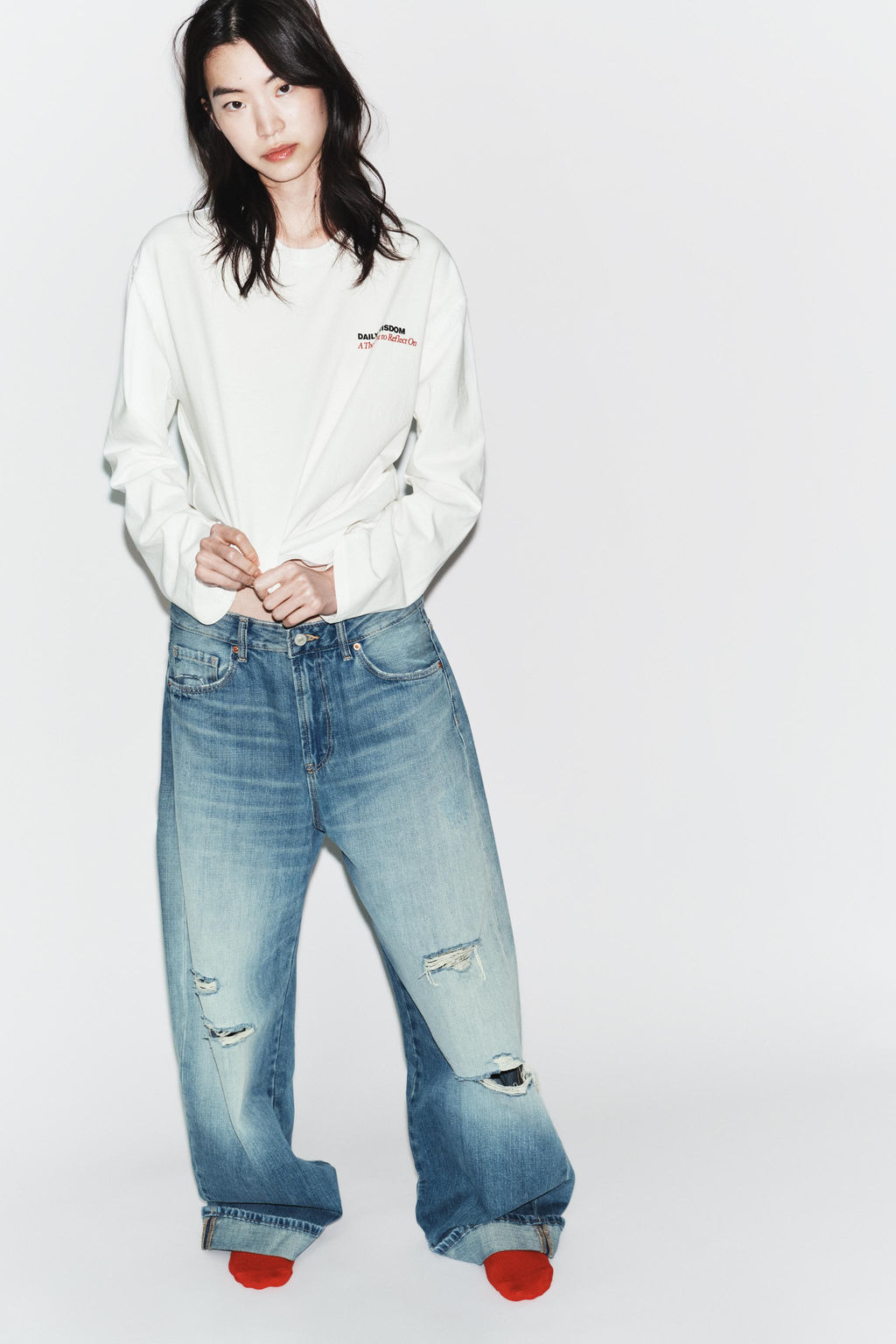 LONG SLEEVE SLOGAN T-SHIRT - Zara фото 7