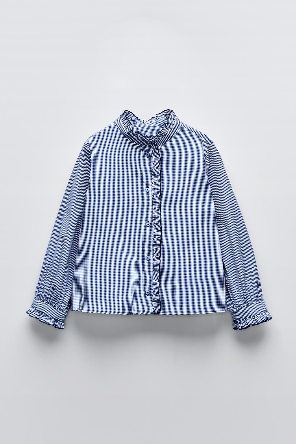 GINGHAM CHECK SHIRT WITH RUFFLES - Zara фото 3