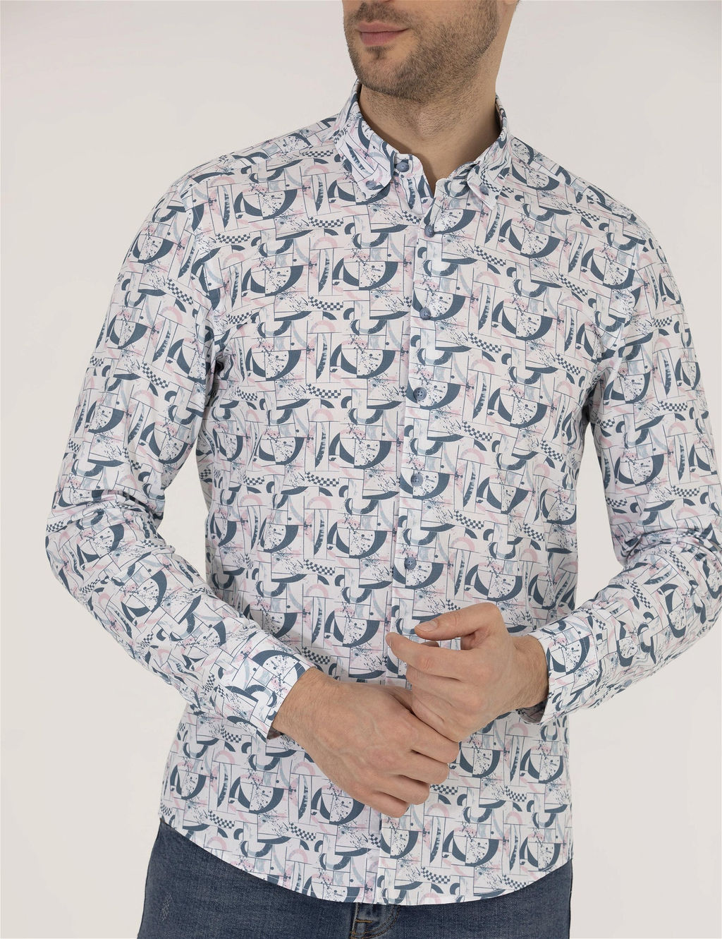 Pembe Slim Fit Uzun Kollu G_mlek - Pierre cardin фото 6