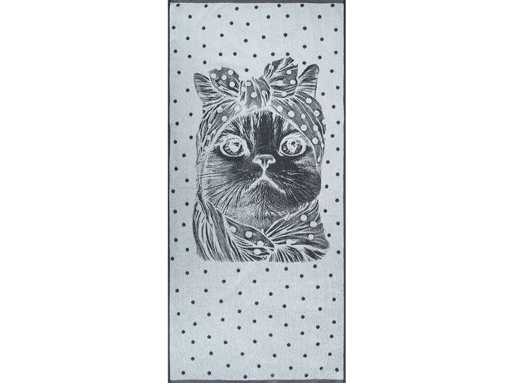 Полотенце махровое 6с102.411ж1 Кошка в горошек(антрацит) 67х150см