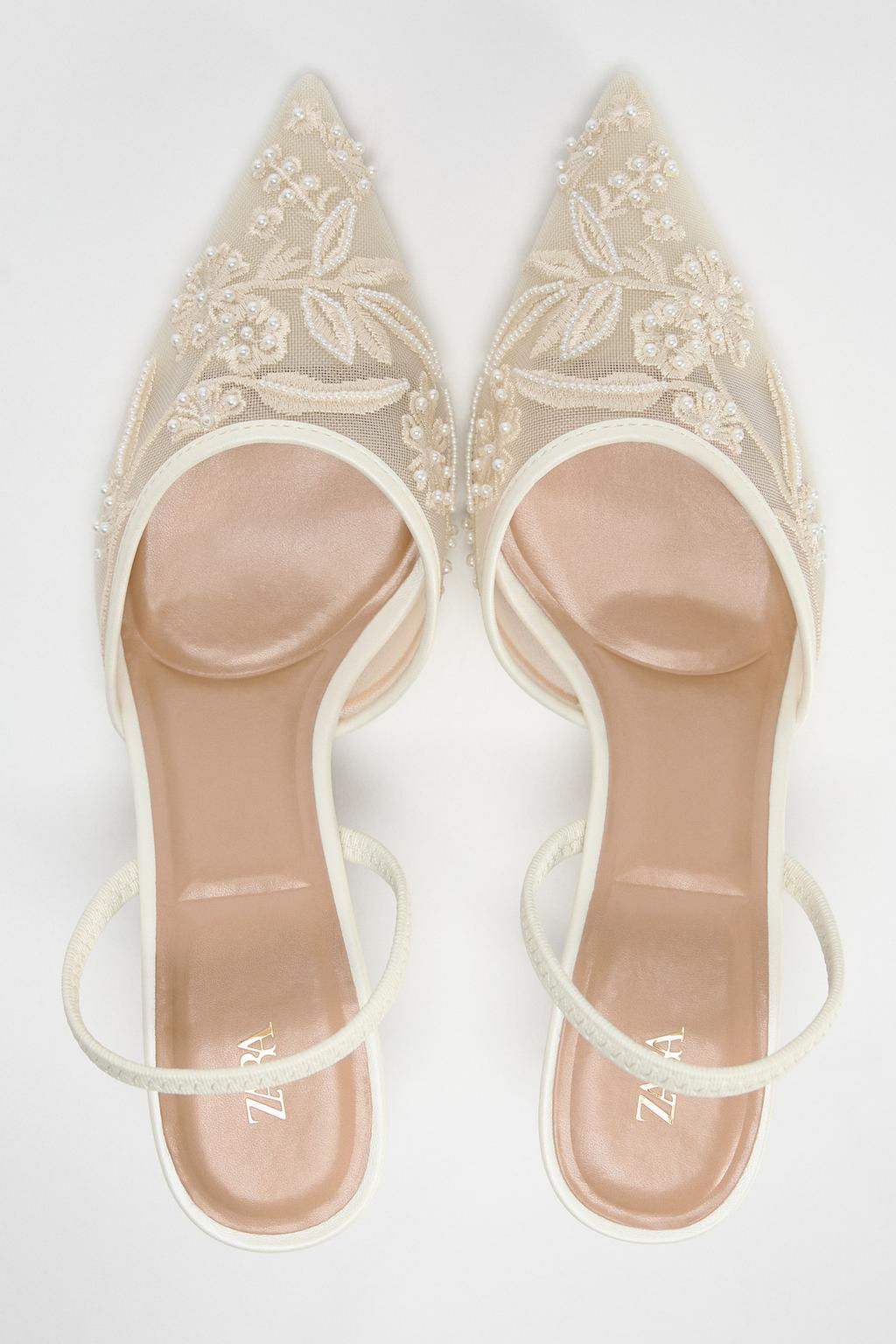 EMBROIDERED MESH SLINGBACKS