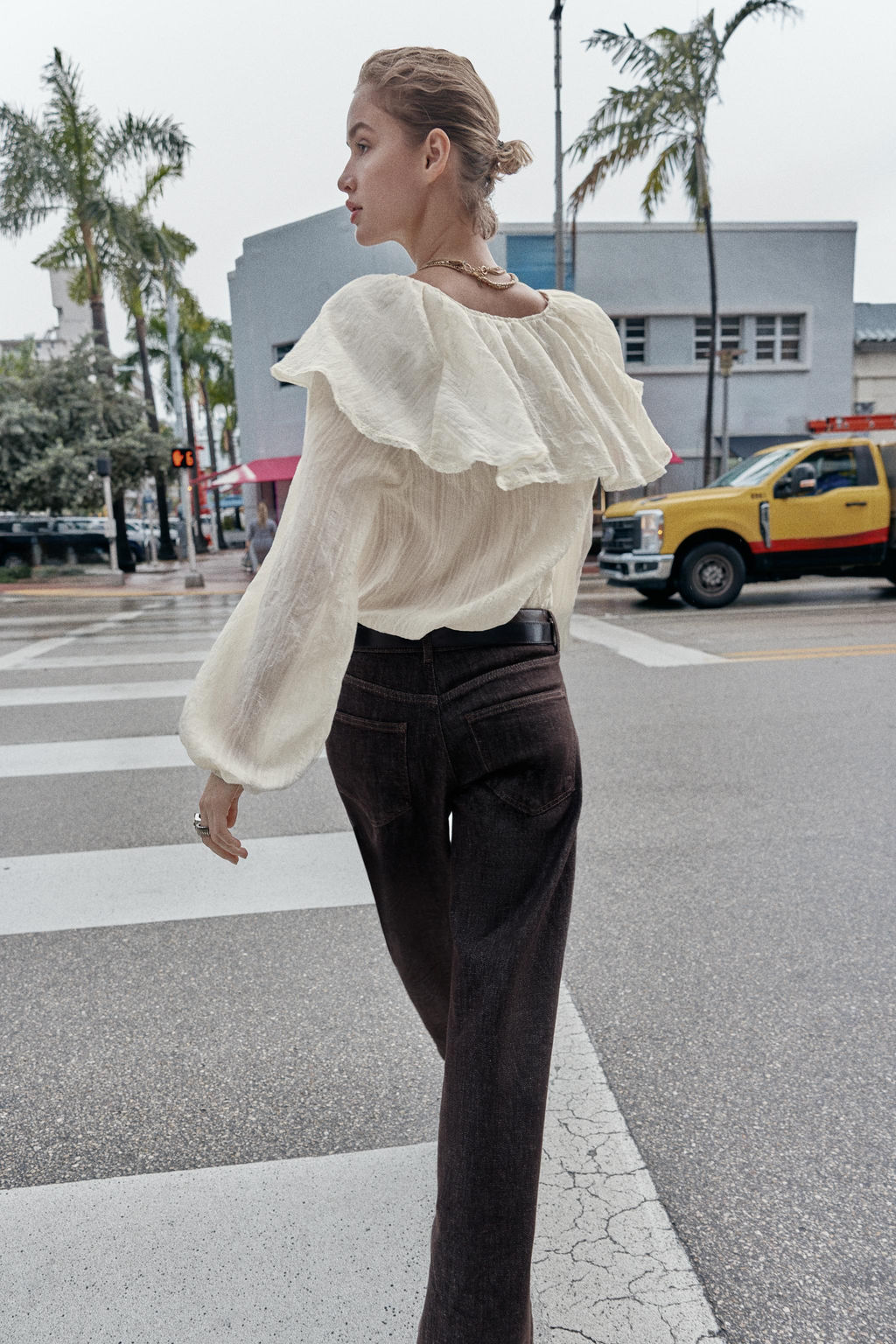 RUFFLED LACE BLOUSE - Zara фото 4