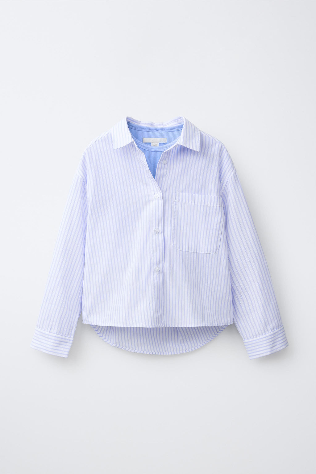 PACK CAMISA RAYAS Y CAMISETA RIB BORDADA / Azul - Zara фото 3