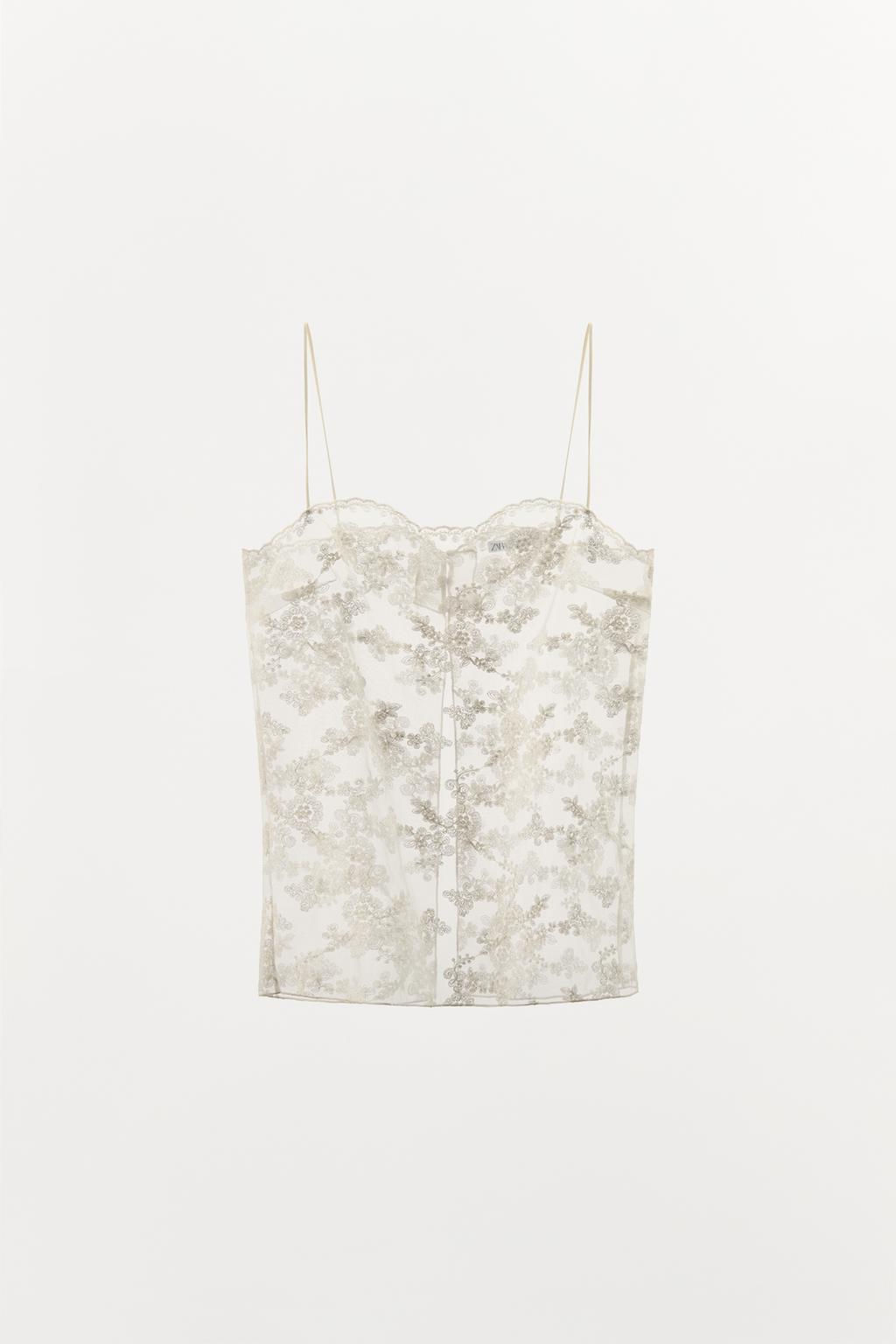 EMBROIDERED ORGANZA CAMISOLE TOP - Zara фото 2