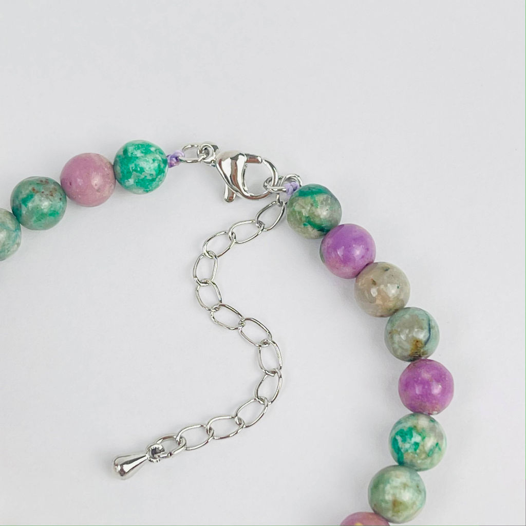 Браслет из Фосфосидерита, Варисцита и Жемчуга 18 см +