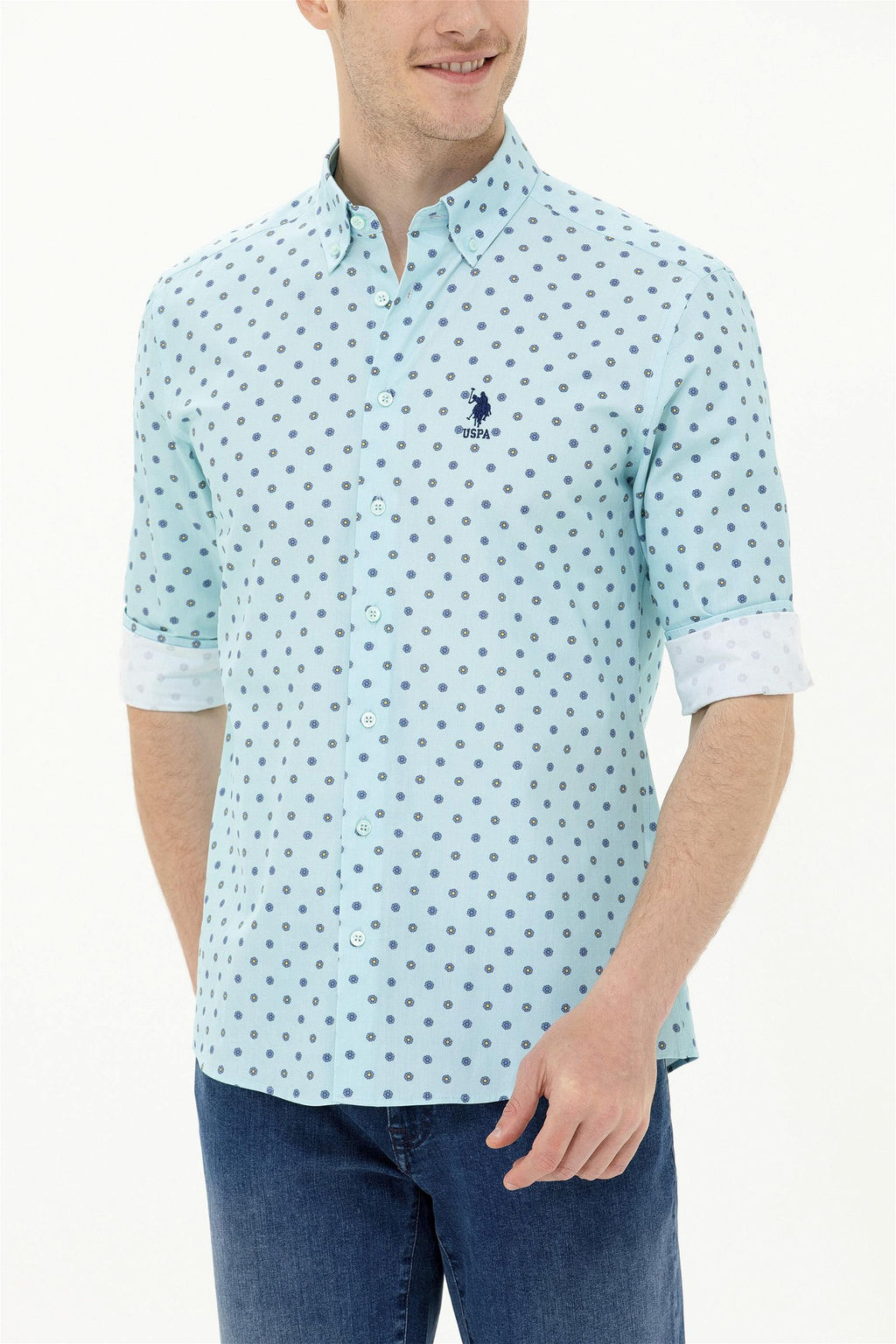 U. S. Polo Assn / Мужская рубашка зеленого цвета с длинным рукавом - U.s. polo assn фото 13