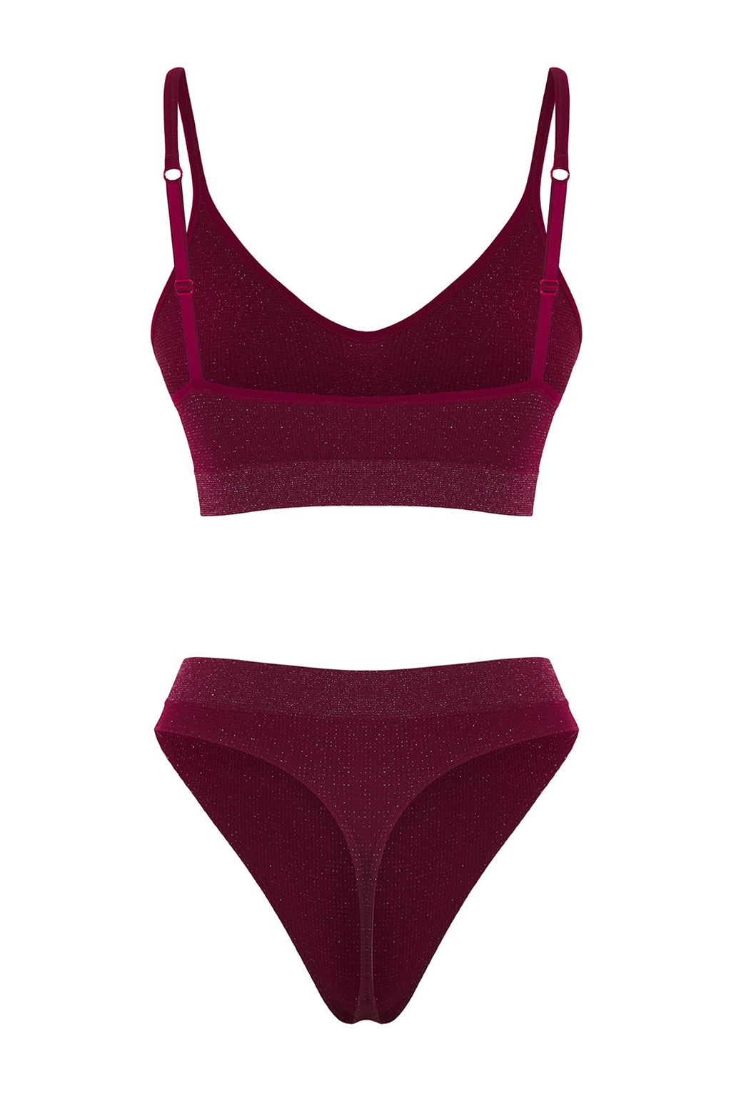 TRENDYOLMILLA Bordo Seamless/Dikissiz Simli/Parlak Kaps?z Orme Ic Camas?r? Tak?m? THMSS25CC00001  фото 11