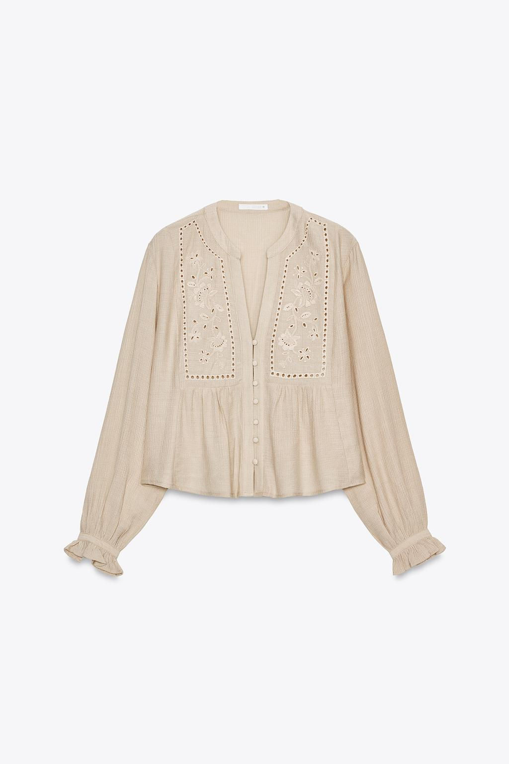 SHORT BLOUSE WITH CUTWORK EMBROIDERY - Zara фото 10