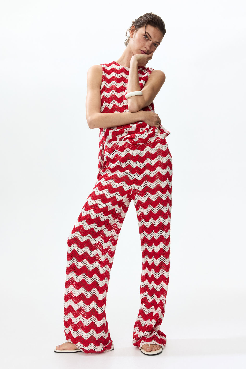 Pantal?n en punto jacquard efecto crochet - H&m фото 2