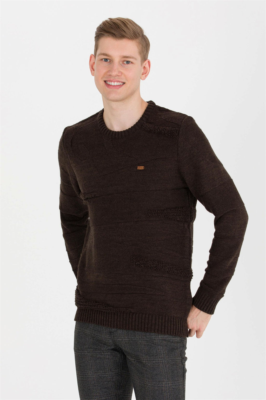 U. S. Polo Assn Мужской вязаный свитер кокосового цвета с круглым вырезом - U.s. polo assn фото 10