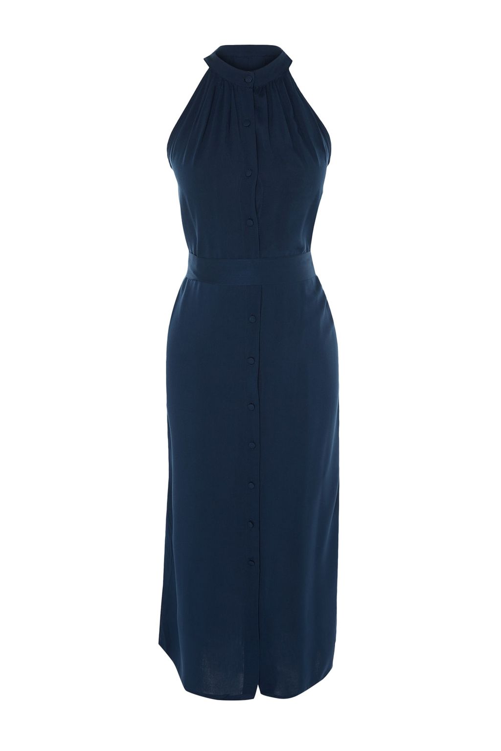 Lacivert Kusakl? Hakim Yaka Midi Dokuma Gomlek Elbise TWOSS19XM0112 - Trendyolmilla фото 6