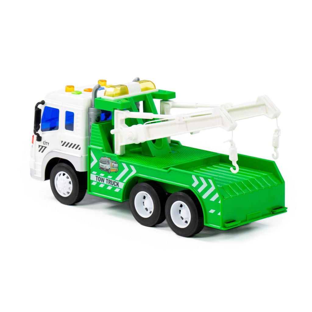 Сити, автомобиль-эвакуатор инерционный (со светом и звуком) (зелёный) (в коробке) - Полесье фото 3