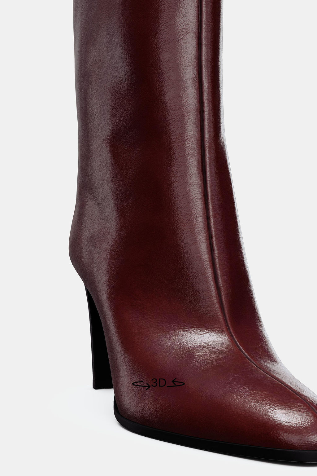 LEATHER BLOCK HEEL BOOTS - Zara фото 8