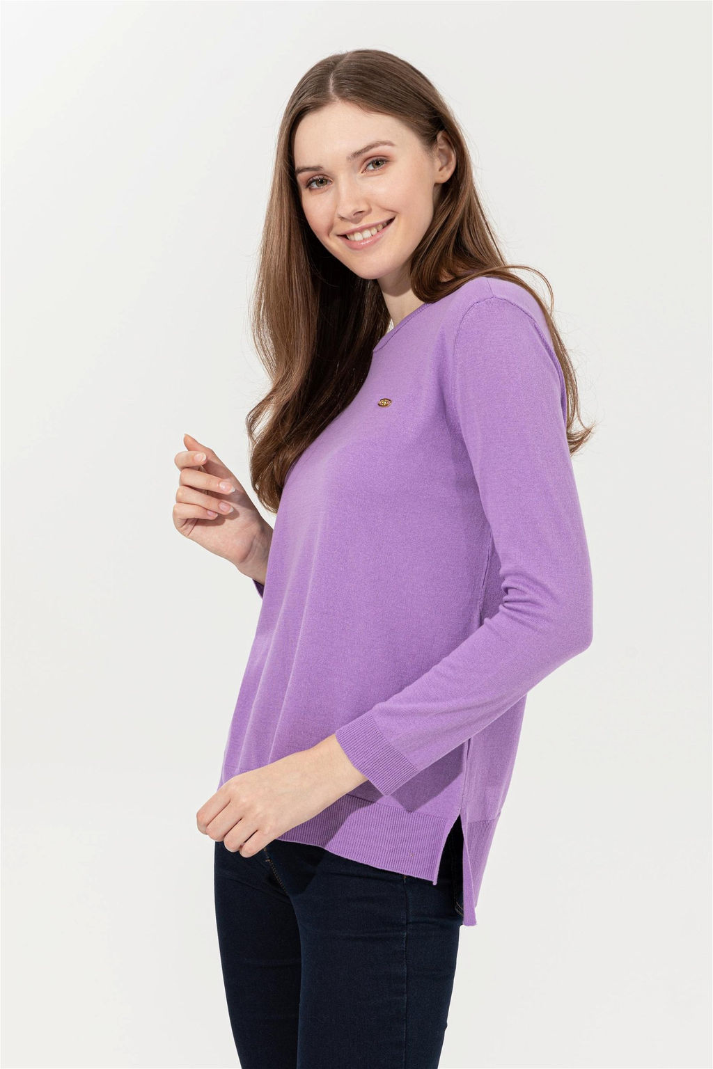 Женский сиреневый базовый свитер с круглым вырезом Неожиданная скидка в корзине - U.s. polo assn фото 3