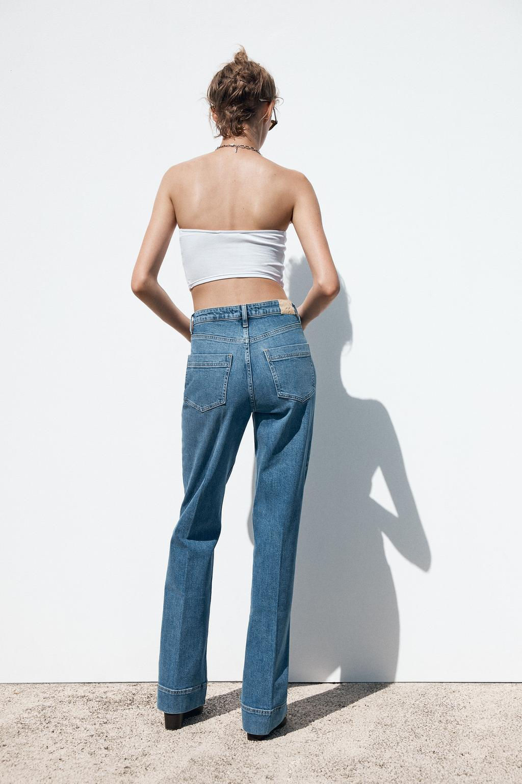 Z1975 HIGH-WAIST JEANS WITH PATCH POCKETS - Zara фото 7