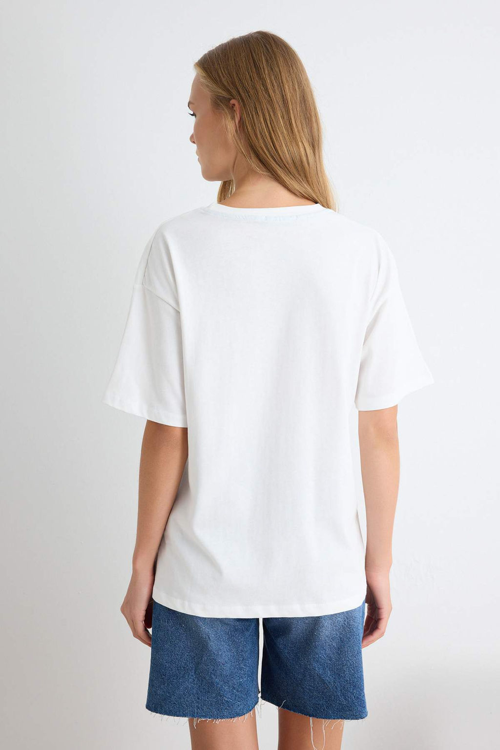Ekru D_z Regular Bisiklet Yaka D___k Kol K_sa %100 Pamuk _rme T-Shirt TWOSS26TS00366 - Trendyolmilla фото 4