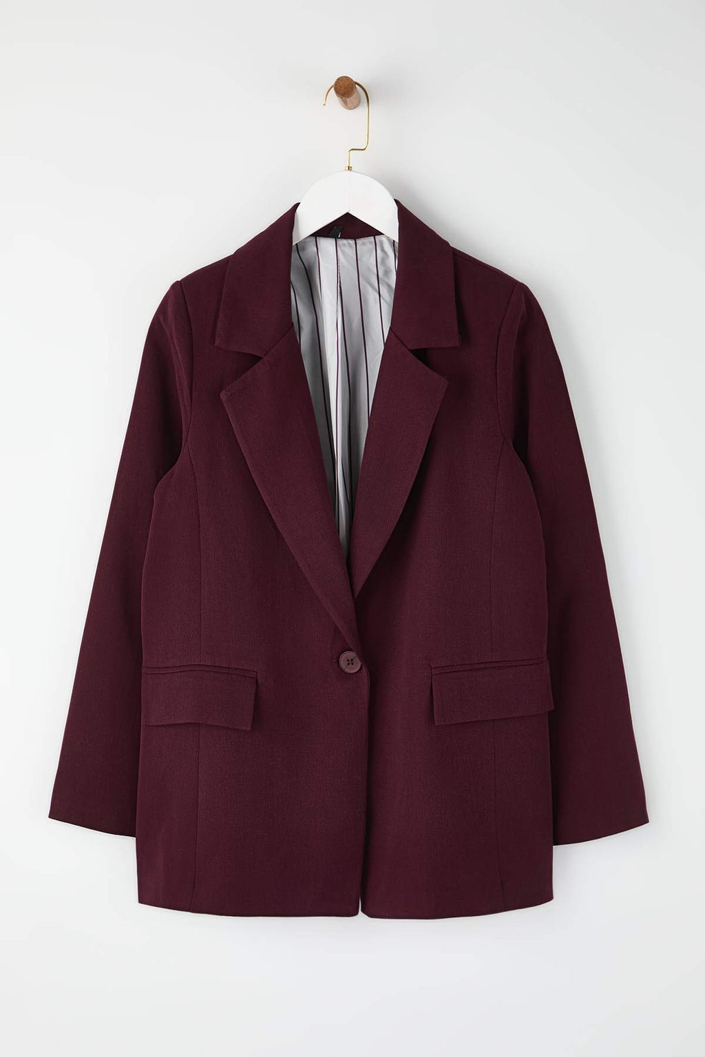 Ozel Koleksiyon Murdum Cizgili Astarl? Normal Kal?p Yumusak Kumas Blazer Ceket TWOAW26BC00057 - Trendyolmilla фото 5