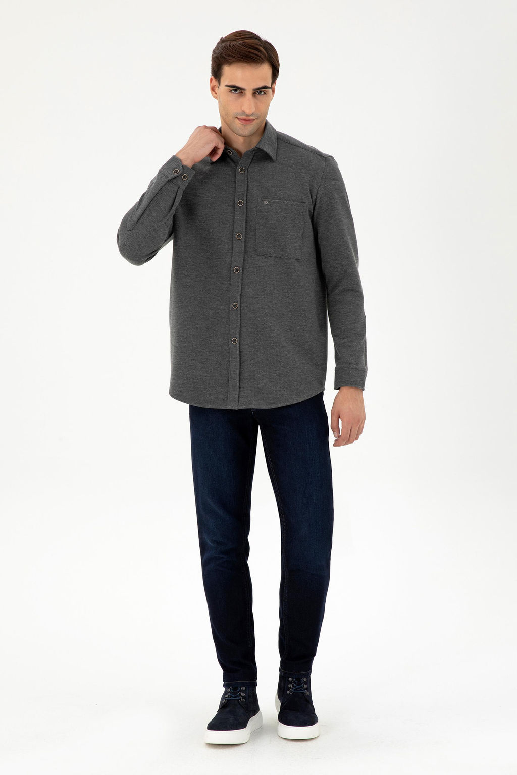 Мужская светло-серая трикотажная рубашка Неожиданная скидка в корзине - U.s. polo assn фото 4