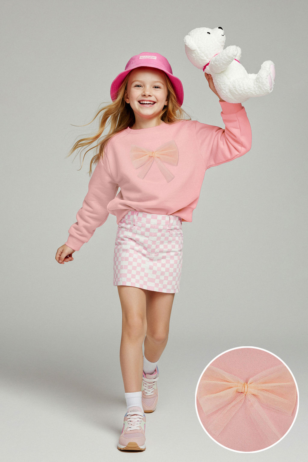 Pudra Pamuklu Fiyonklu Kal?n/Ici Polarl? Oversize Orme K?z Cocuk Sweatshirt TKDAW26SW00026 - Trendyolmilla фото 8