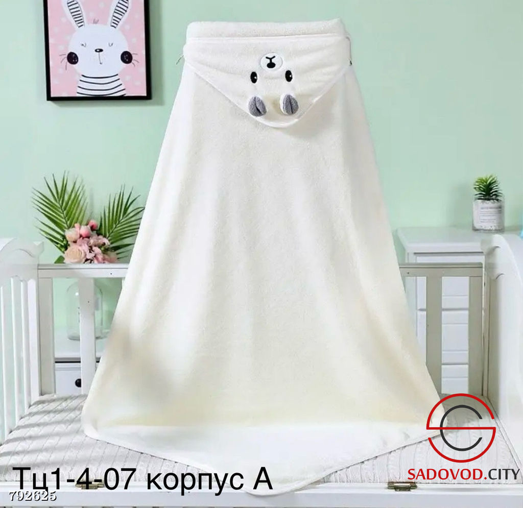 Детское полотенце-уголок из микрофибры с мордочкой