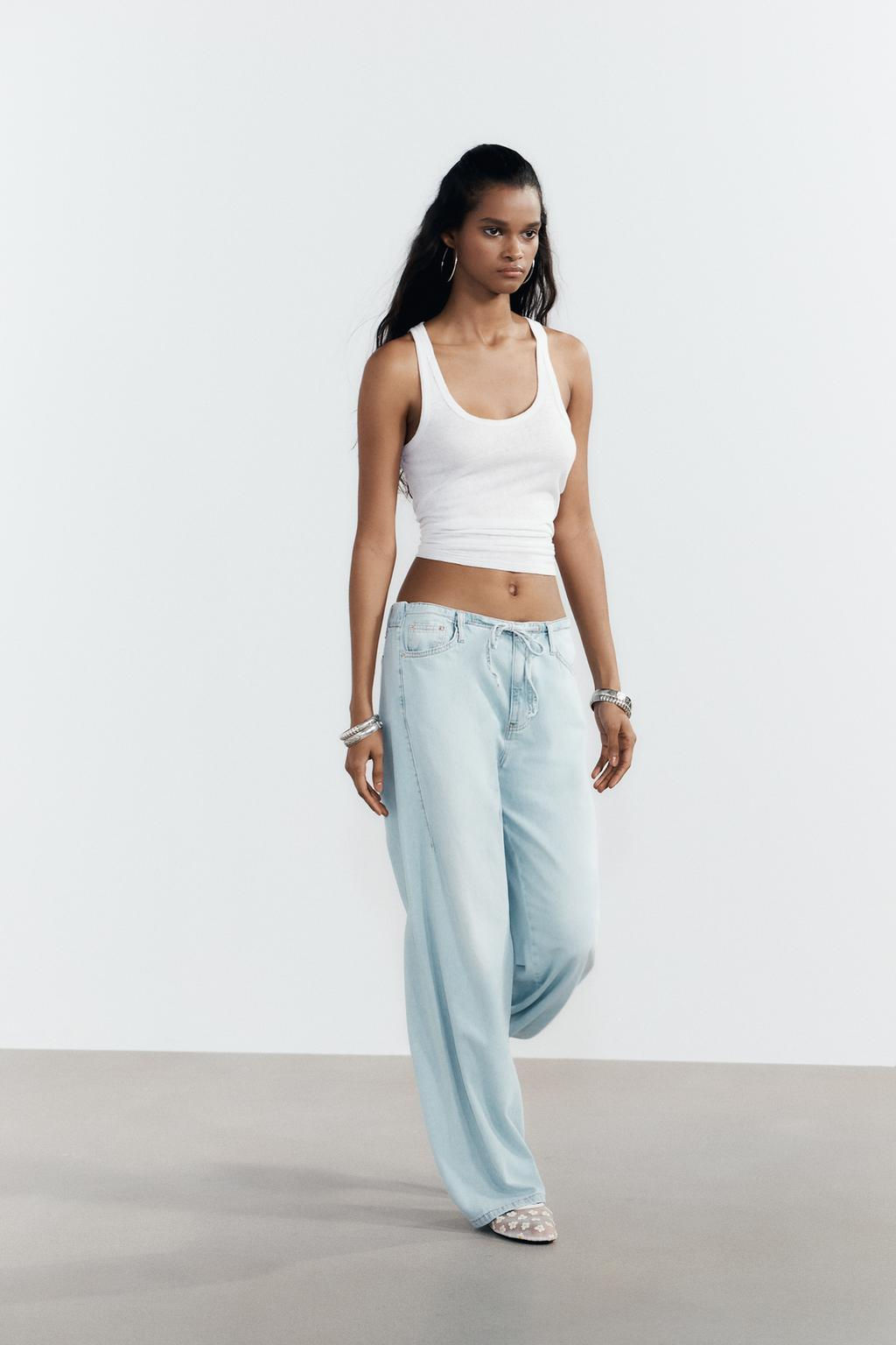 PYJAMA-STYLE DENIM TROUSERS - Zara фото 4