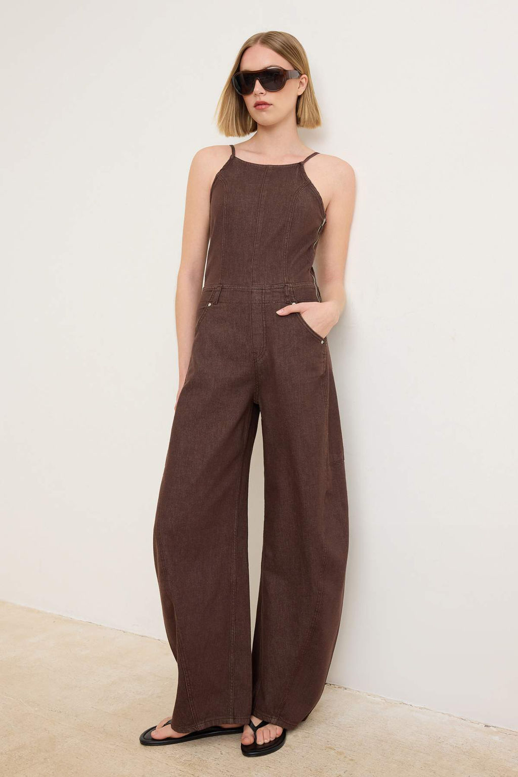 Kahverengi Ask_l_ Az Esnek Baggy Fit Denim Tulum TWOSS26TU00001 - Trendyolmilla фото 2