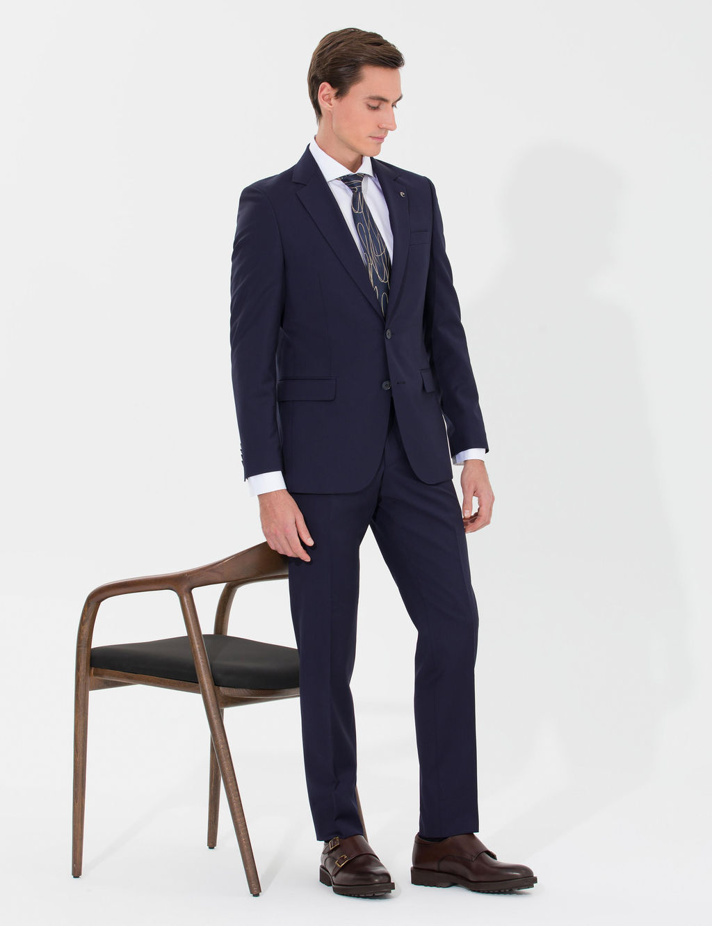 Темно-синий приталенный костюм - Cacharel фото 10