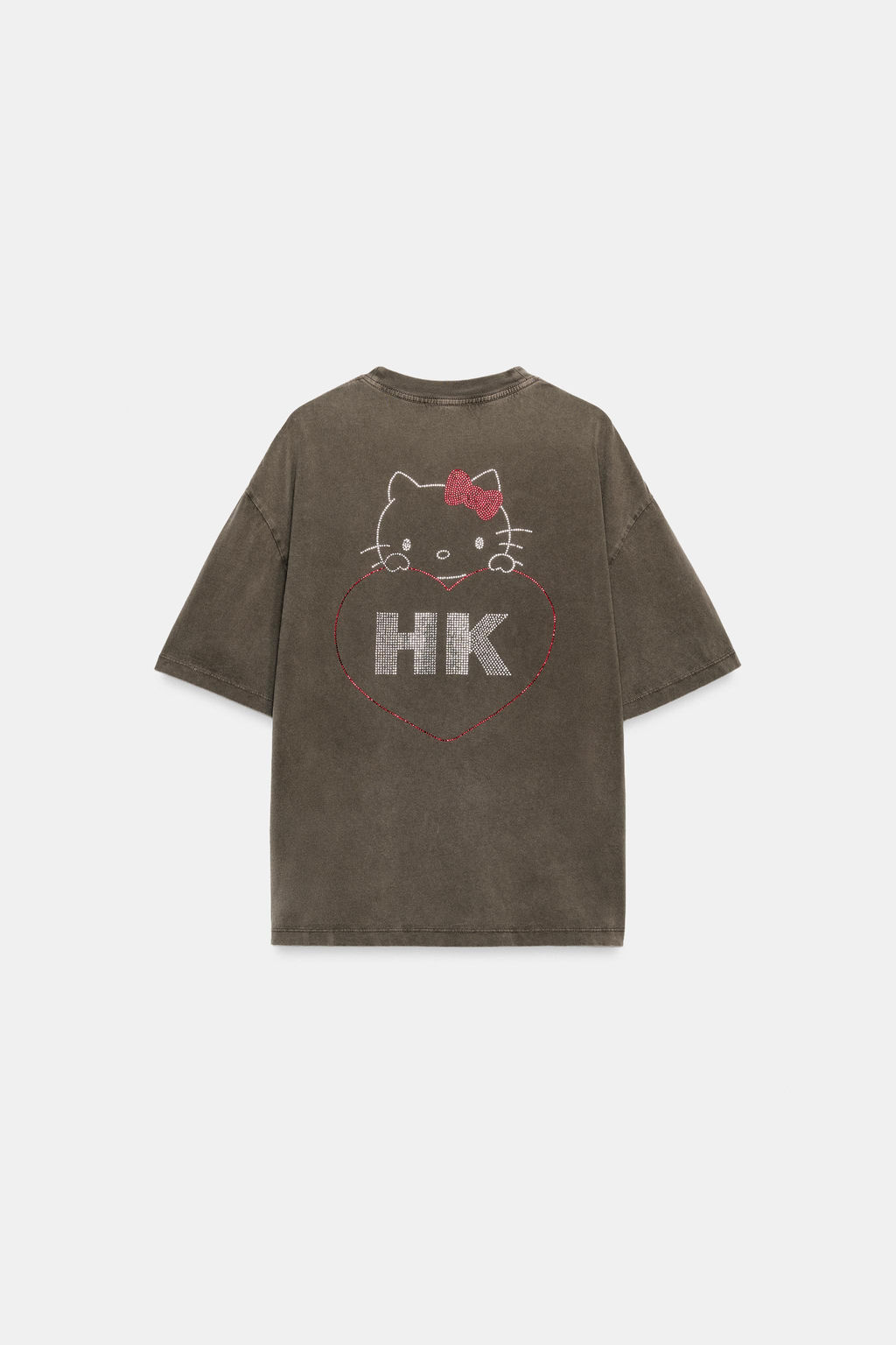CAMISETA EFECTO LAVADO BRILLOS HELLO KITTY  SANRIO / Marr?n oscuro