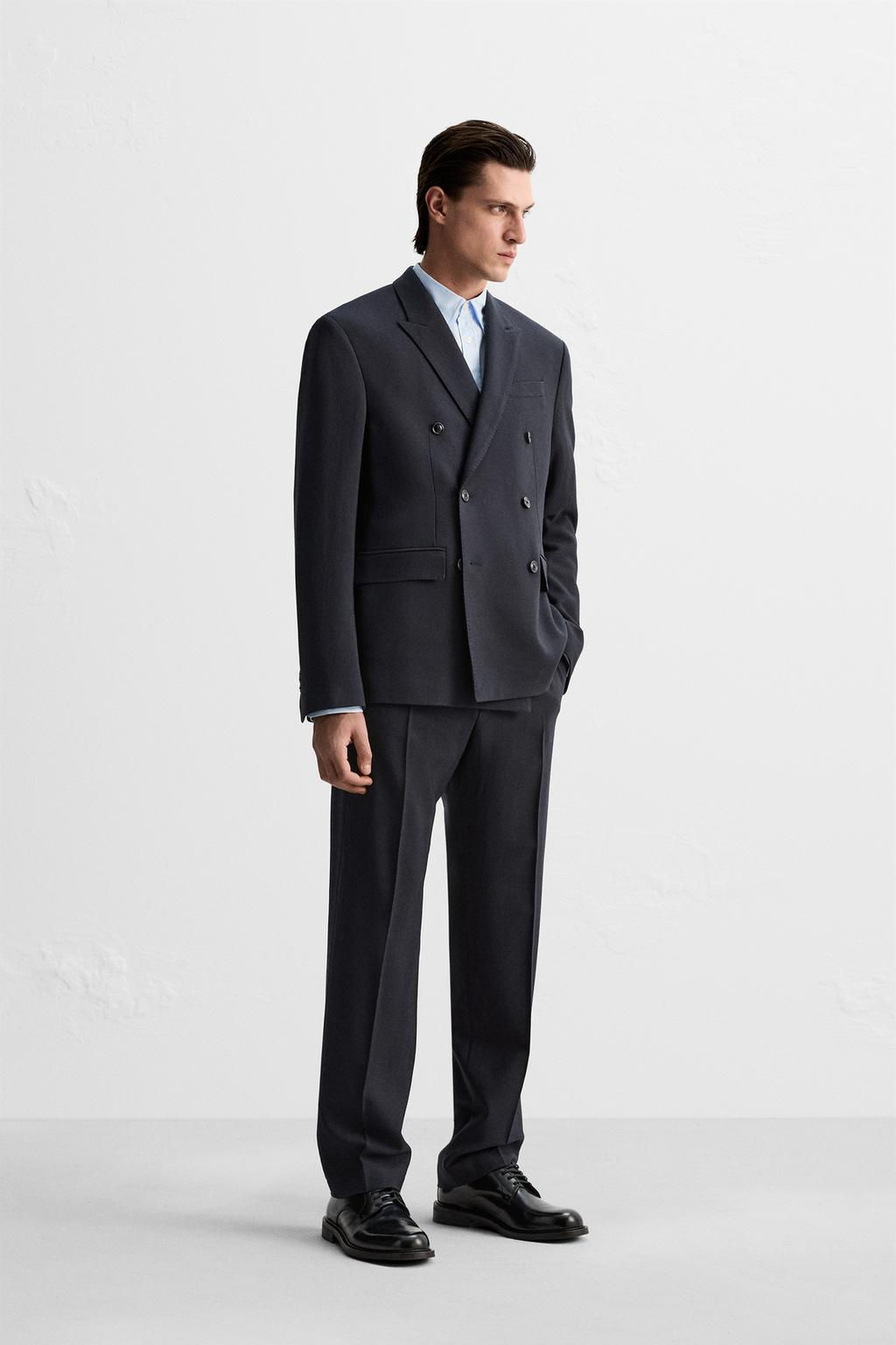 DOUBLE-BREASTED HERRINGBONE SUIT BLAZER - Zara фото 4