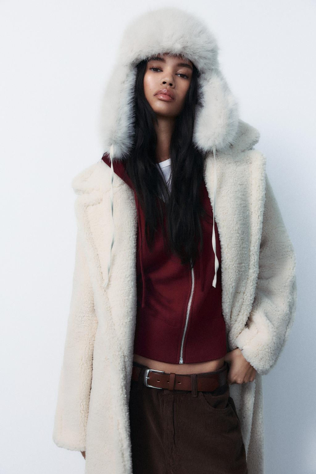 LONG FAUX SHEARLING COAT - Zara фото 10