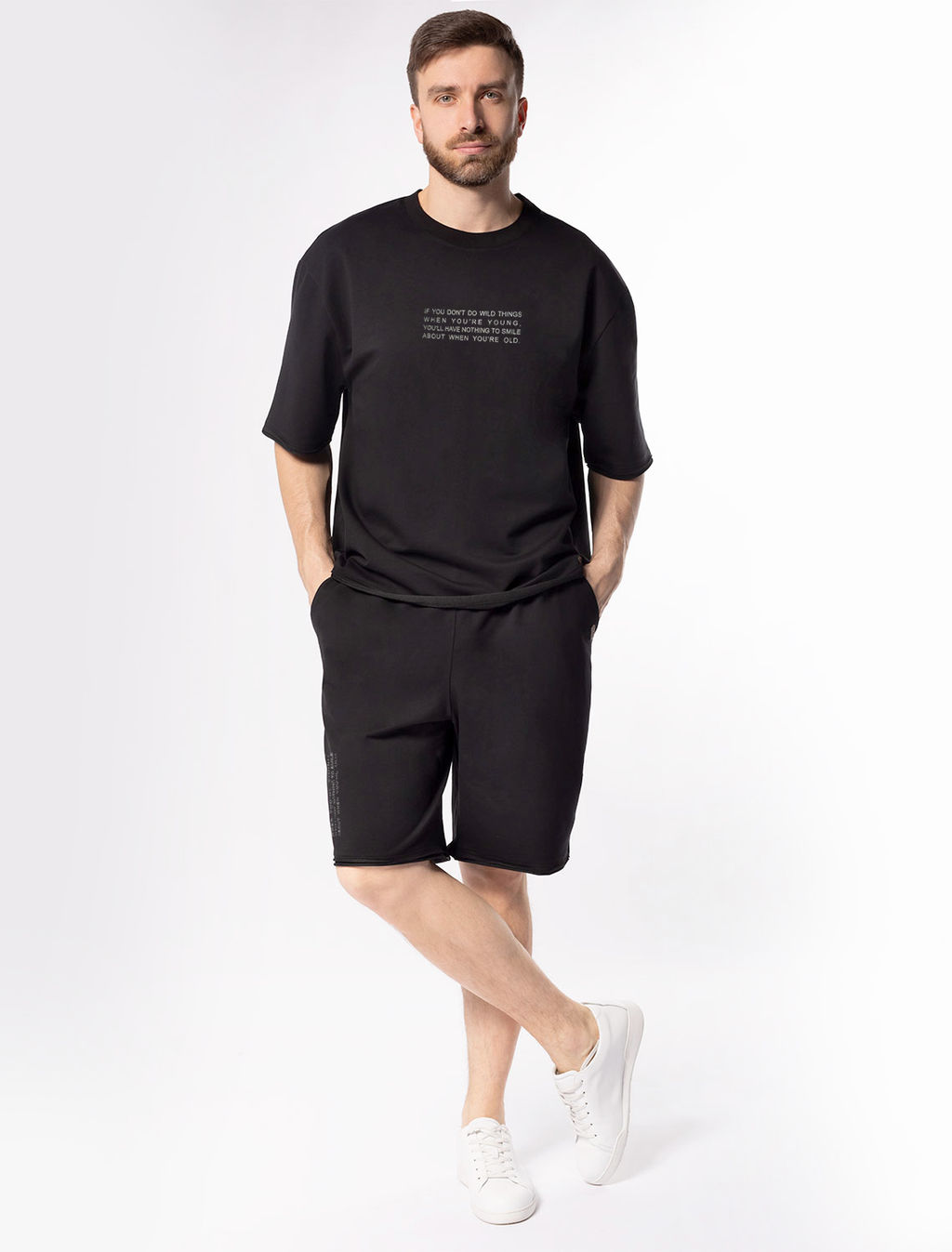 Шорты из тонкого футера с принтом