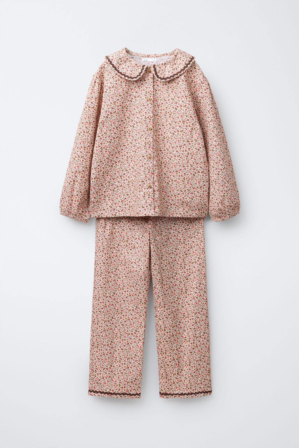 AGES 6-14 / LACE TRIM FLORAL PYJAMAS