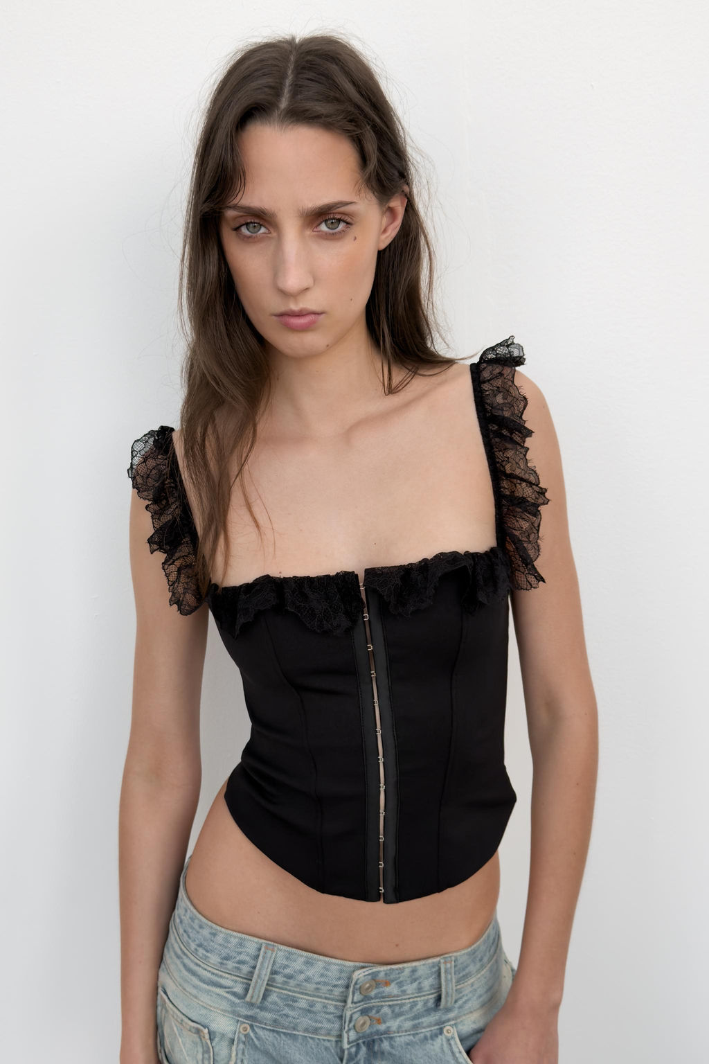TOP CORSETERO ENCAJE / Negro