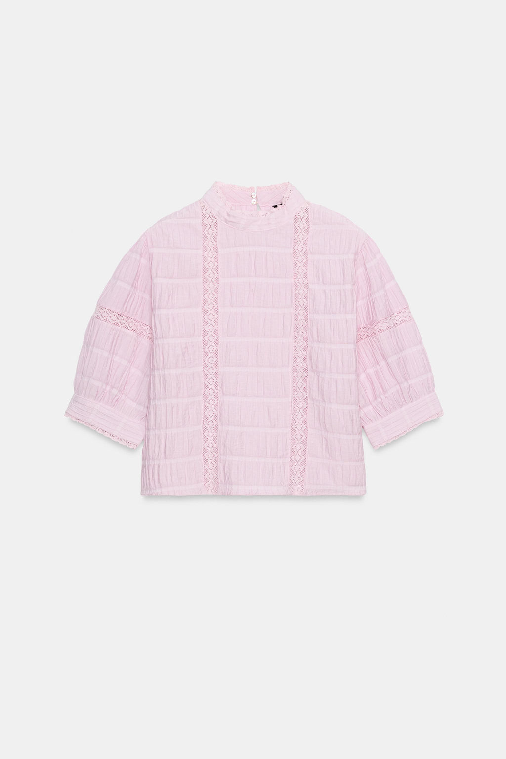 CAMISA ENTREDOSES MANGA GLOBO / Rosa - Zara фото 5