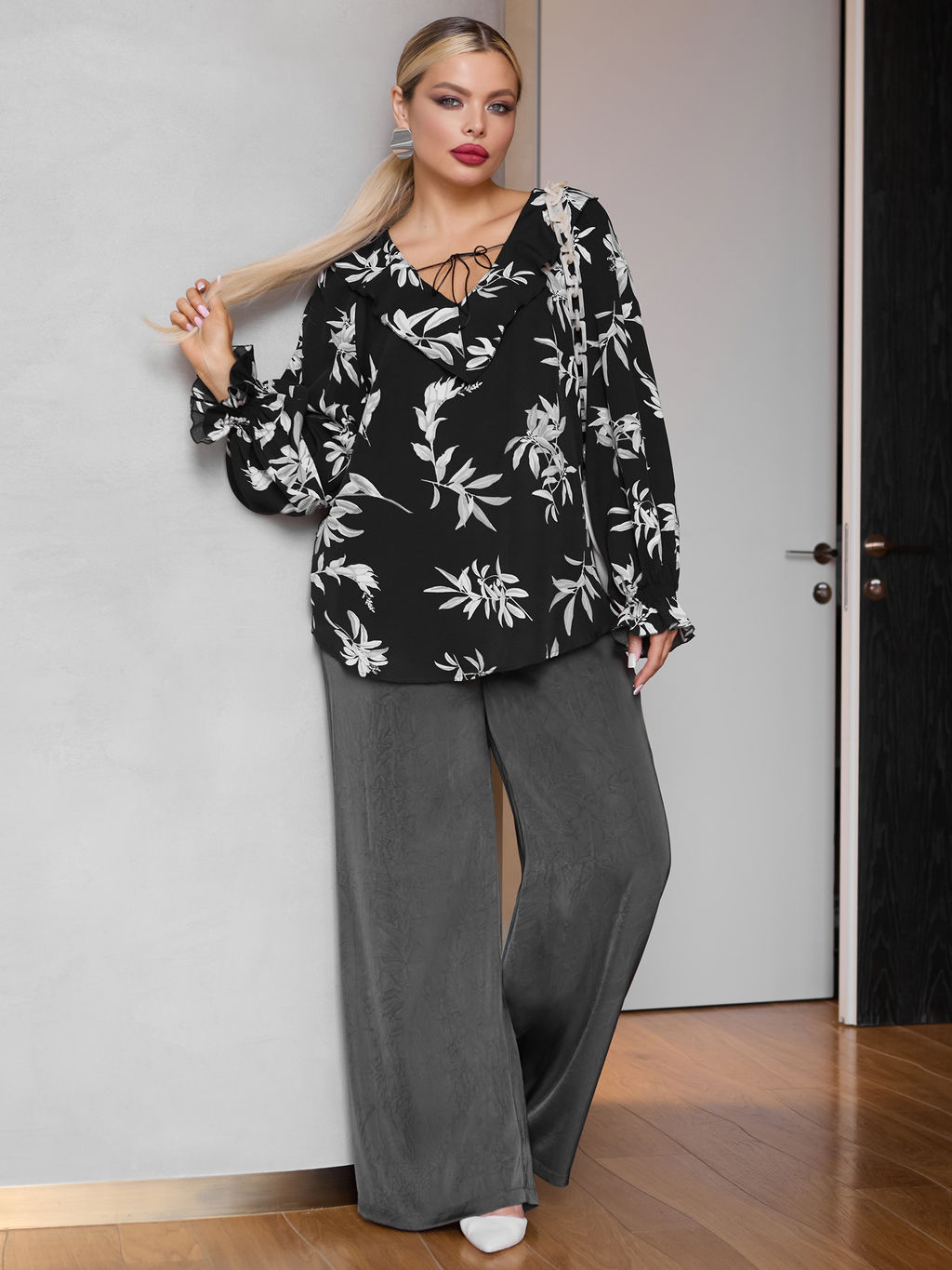 Блузка 0059-26 черный муар