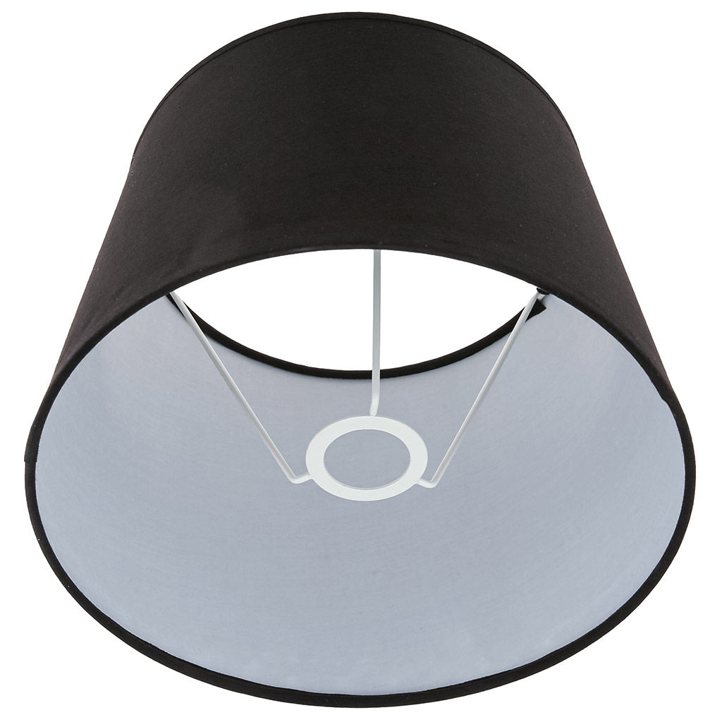 Светильник настольный "Гита" д22см, h33,5см, абажур текстильный д22см, h16,5см, цвет - черный, основание керамическое д15см, h22,7см, глянцевая глазурь, кракле, цвет - серый (Китай)