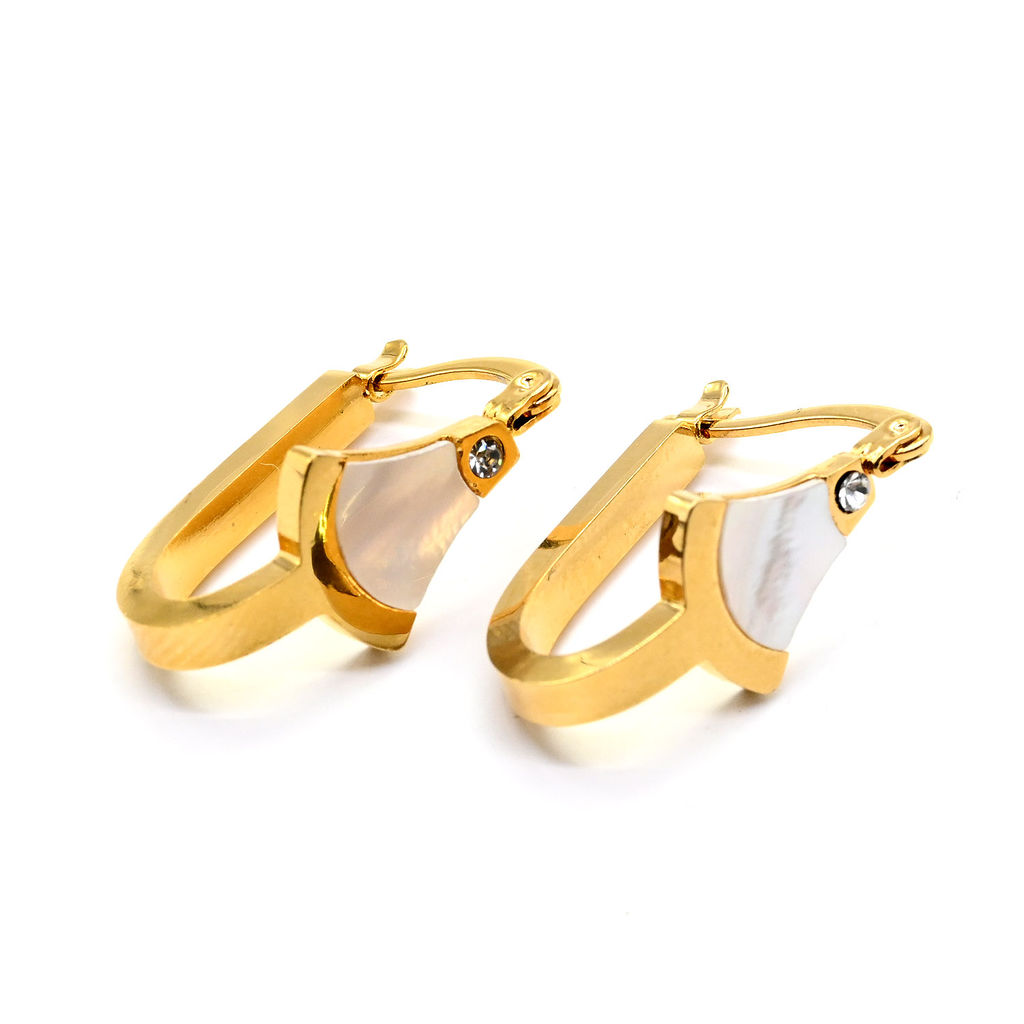 Серьги бижутерия с перламутром Веер 11*23мм, 4,3г