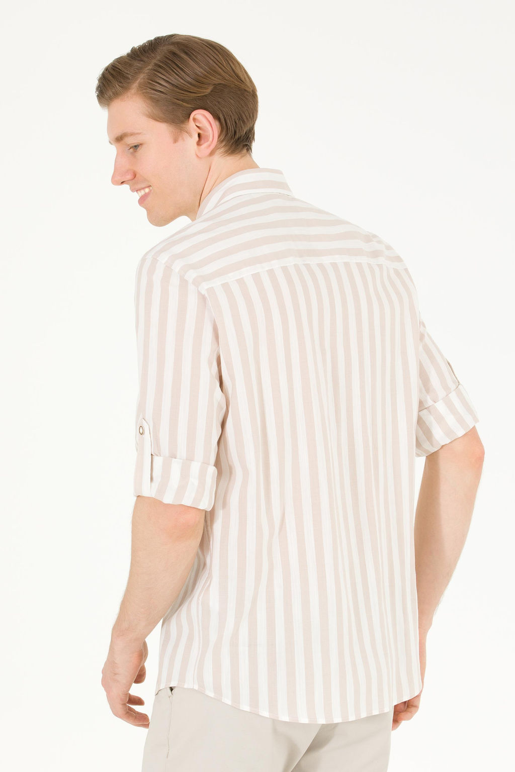 U. S. Polo Assn / Мужская белая рубашка в каменную полоску - U.s. polo assn фото 19