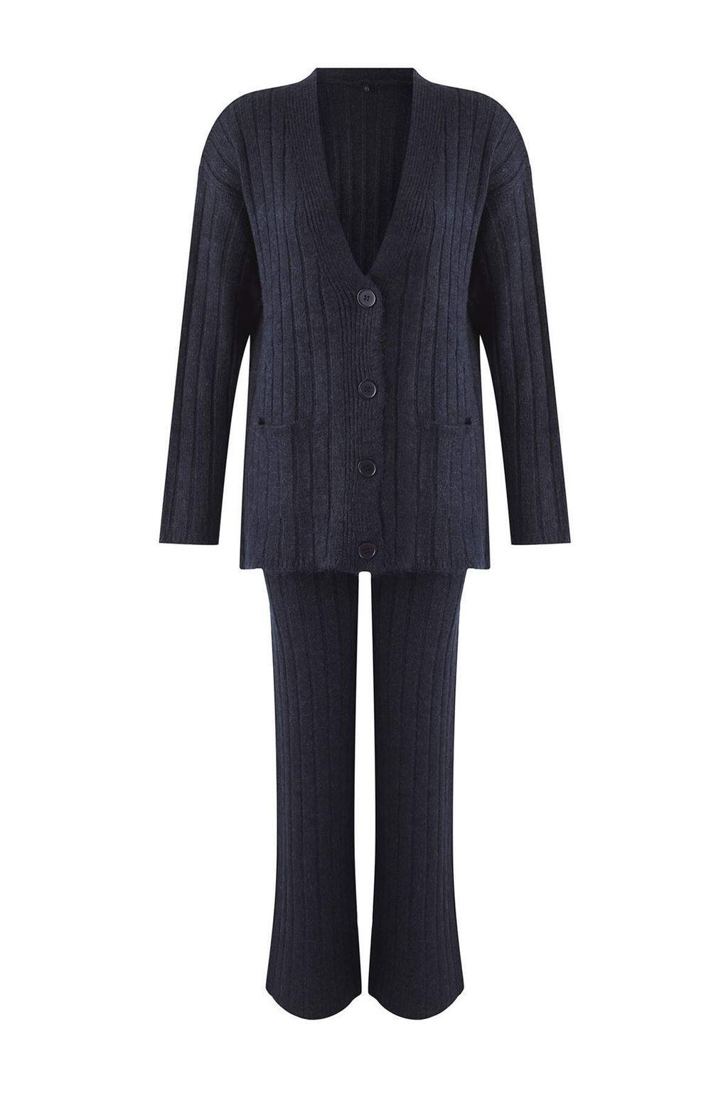 Lacivert Genis Kal?p Yumusak Dokulu Triko Alt - Ust Tak?m TWOAW22AU0128