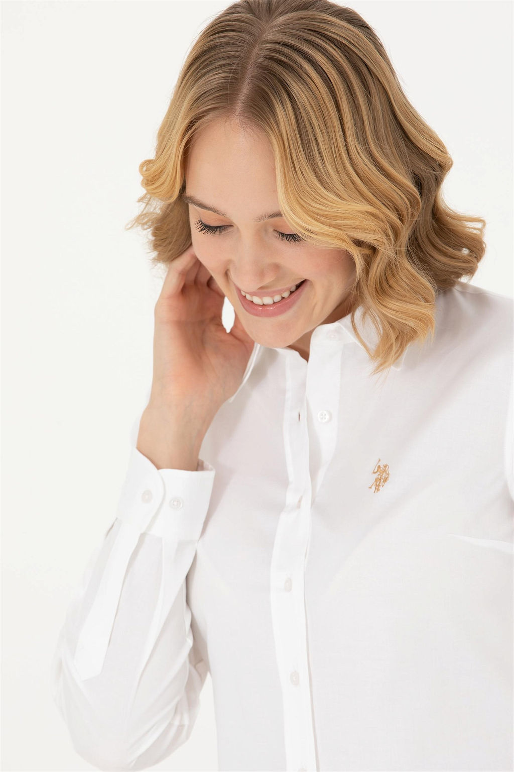 Женская белая базовая рубашка с длинным рукавом - U.s. polo assn фото 2