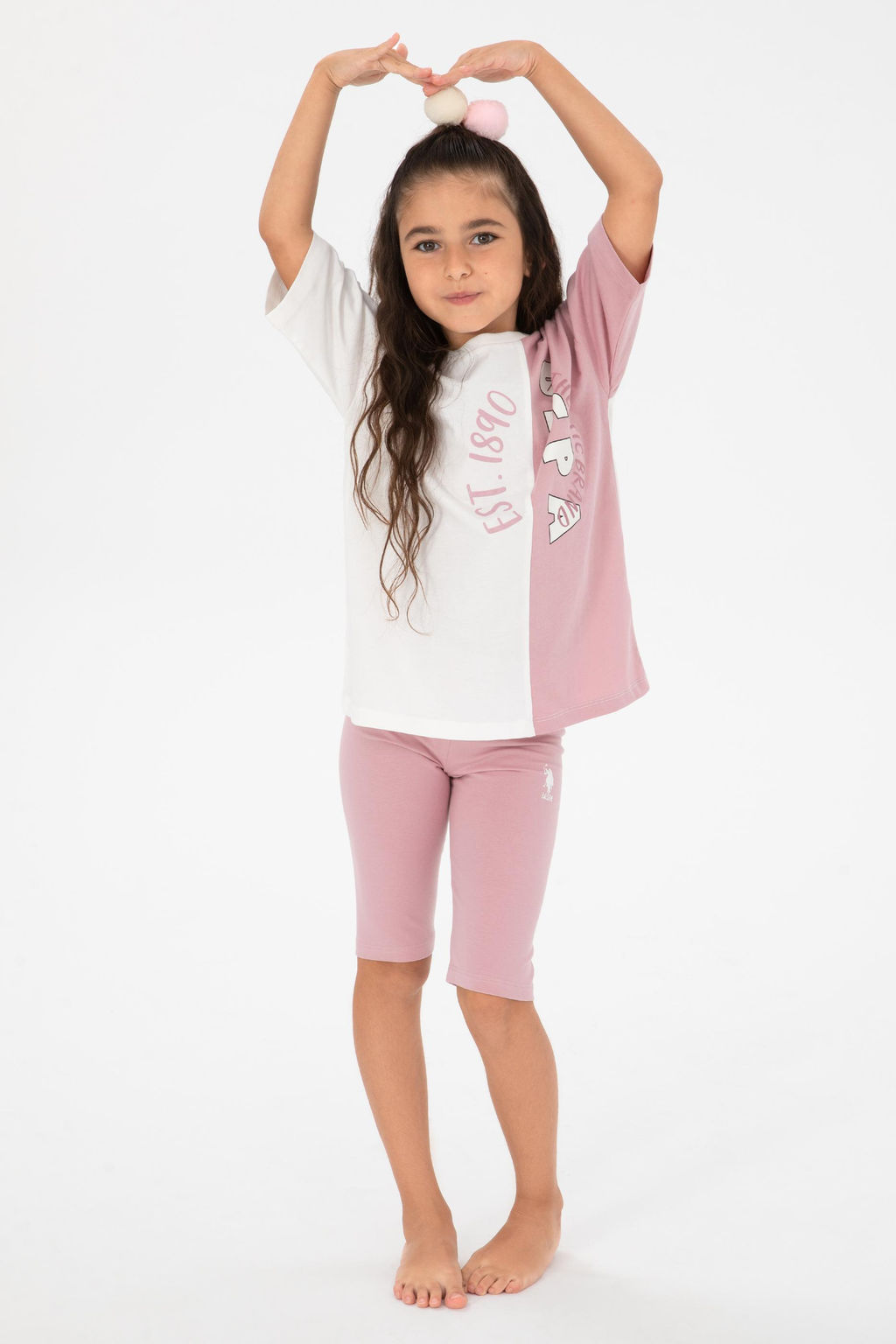 K_z _ocuk Pembe _ortlu Pijama Tak_m_ Sepette S_rpriz _ndirim - U.s. polo assn фото 7