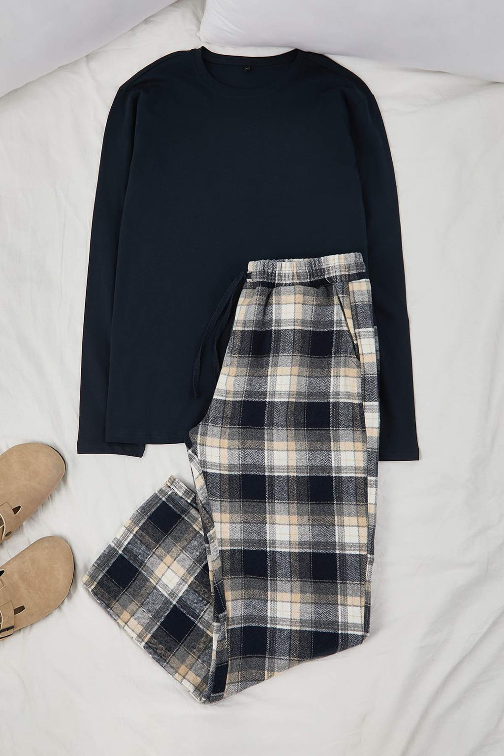 Kahverengi Regular Ekose / Kareli Homewear Pijama Tak?m? TMNAW26PT00061 - Trendyolmilla фото 5