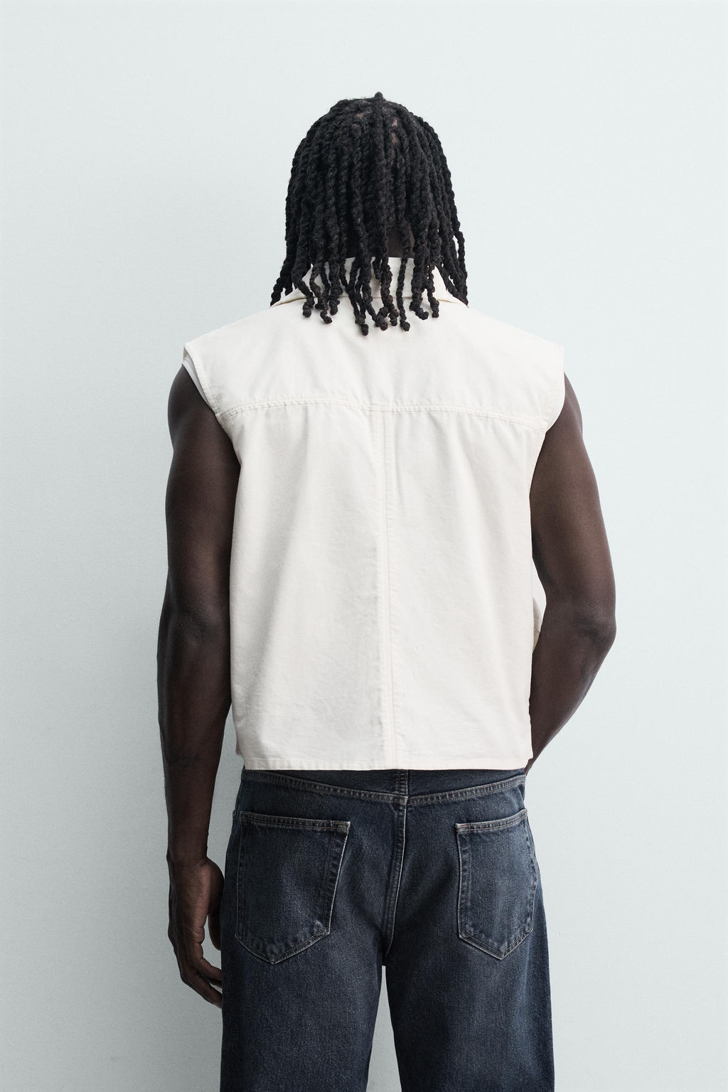 CHALECO RELAXED FIT BOLSILLOS UTILITY / Blanco roto