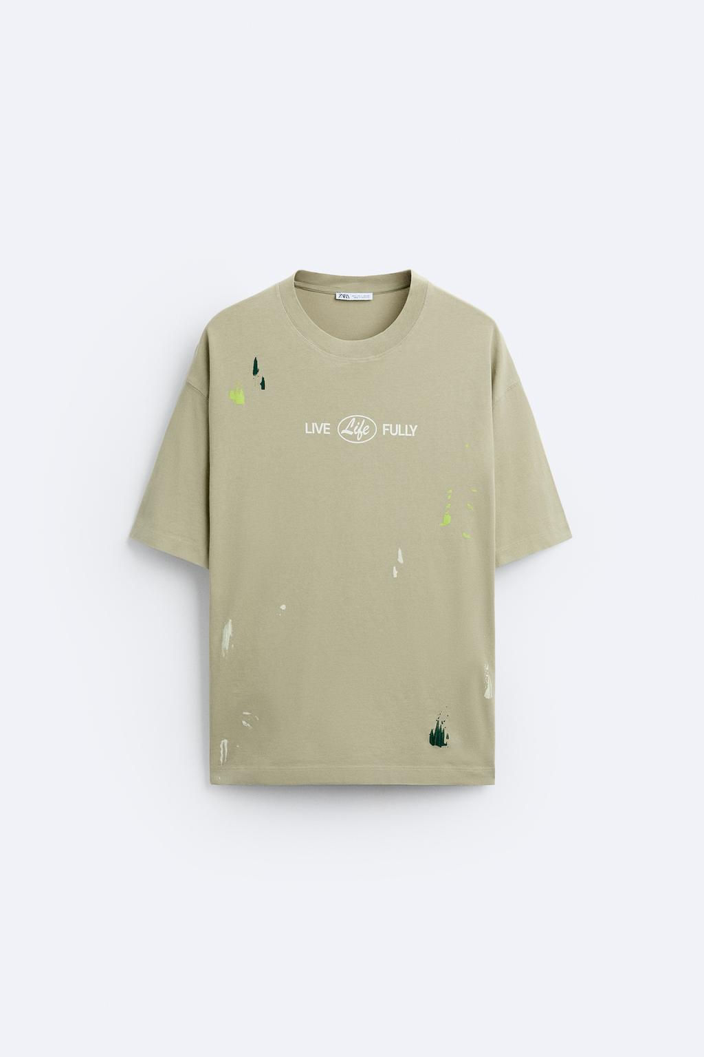 PAINT SPLATTER T-SHIRT WITH SLOGANS - Zara фото 6