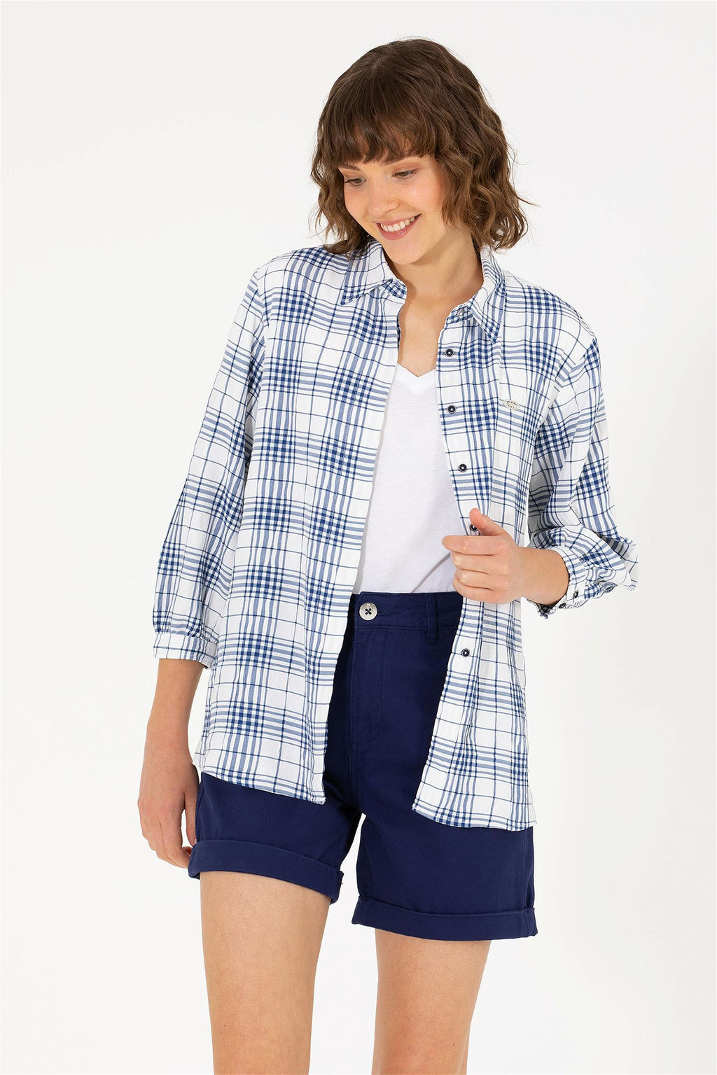 Женская темно-синяя рубашка с длинным рукавом Неожиданная скидка в корзине - U.s. polo assn фото 4