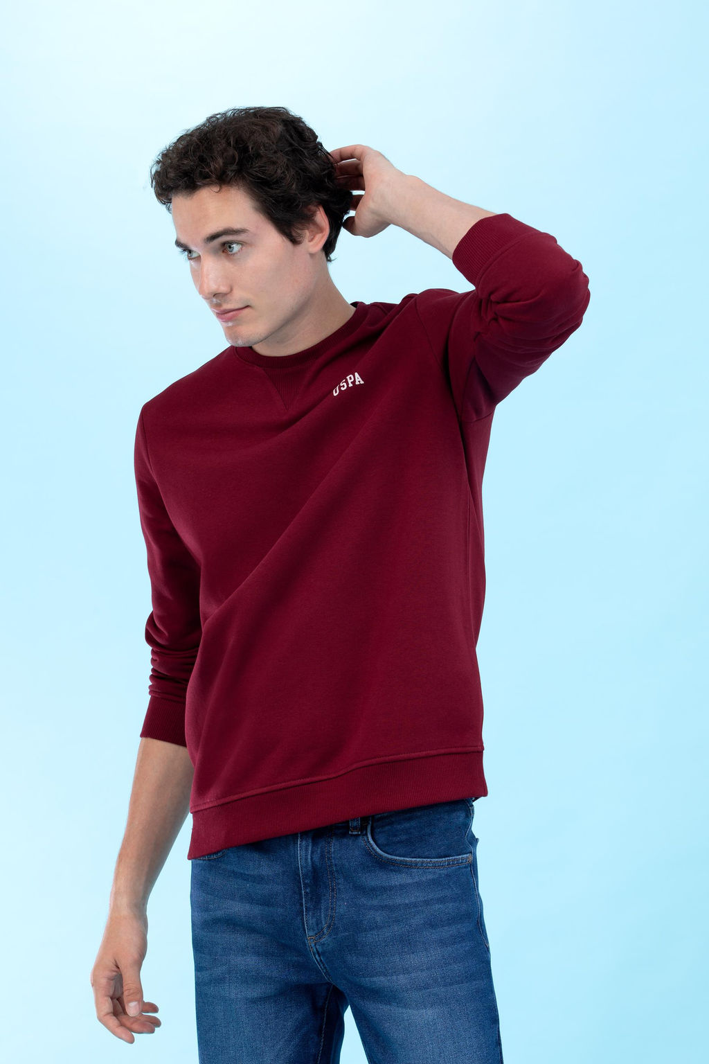 Bordo Bisiklet Yaka Basic Sweatshirt