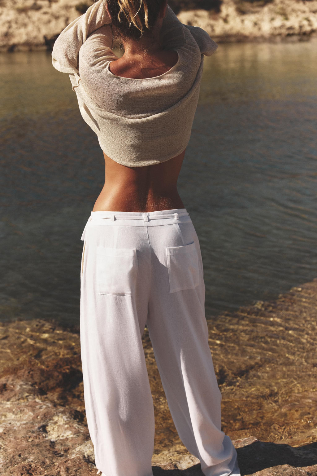 LINEN BLEND WIDE-LEG TROUSERS WITH BUCKLES - Zara фото 21