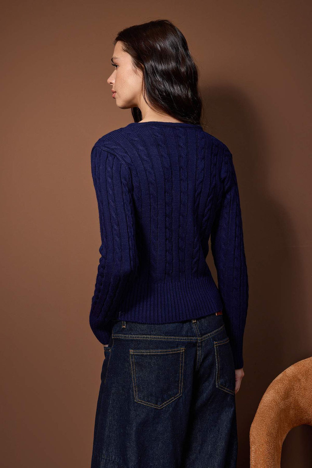 Lacivert-Ekru 2li Fitted/Vucuda Oturan Ikili Paket Triko H?rka TWOAW26HI00218