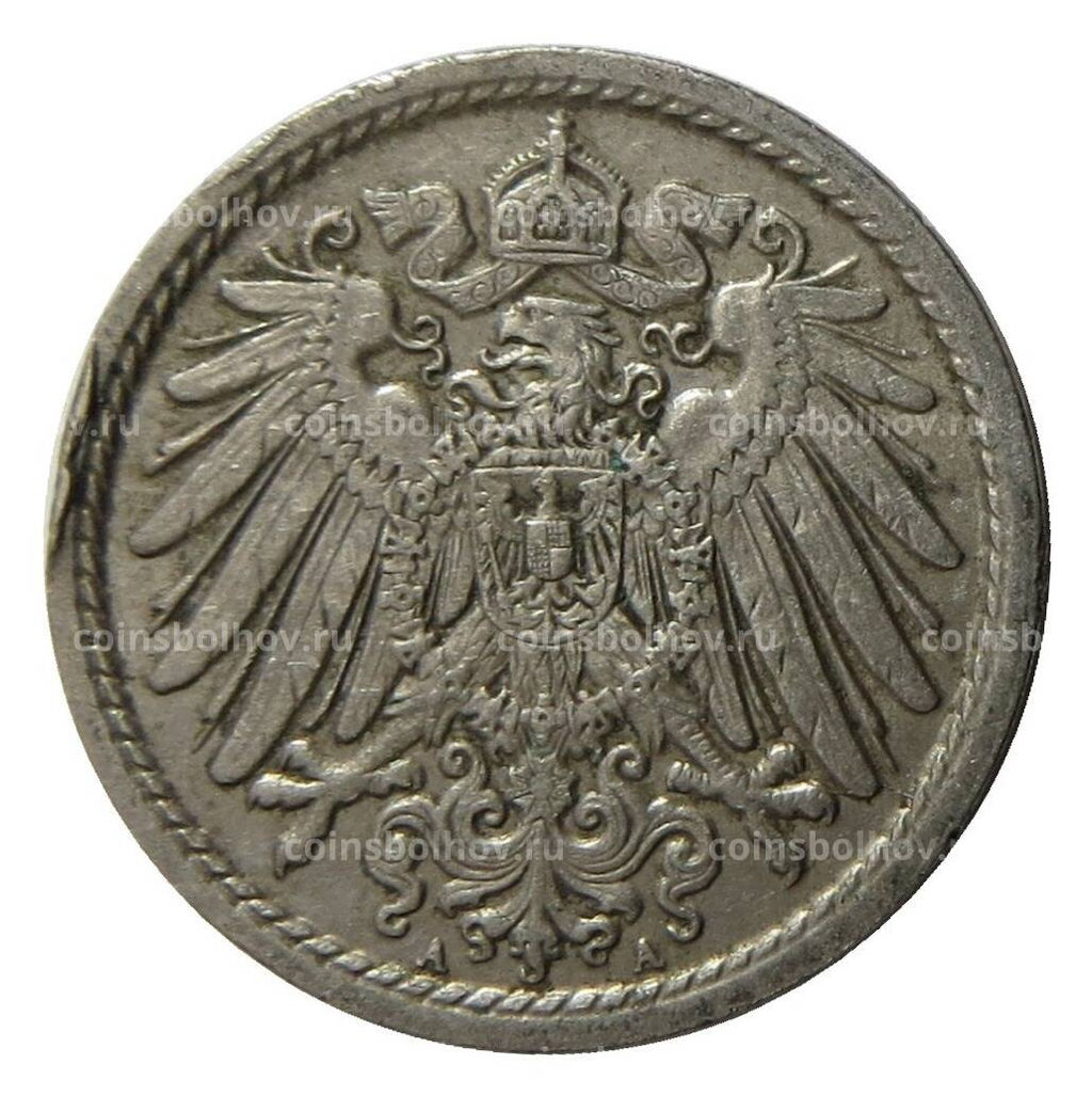 Монета 5 пфеннигов 1913 года A Германия