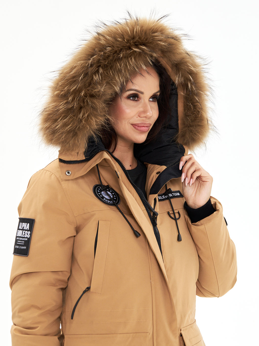Женская зимняя мембранная парка с натуральным мехом Alpha Endless Frozen Metropolis_19 Крем-брюле  фото 34